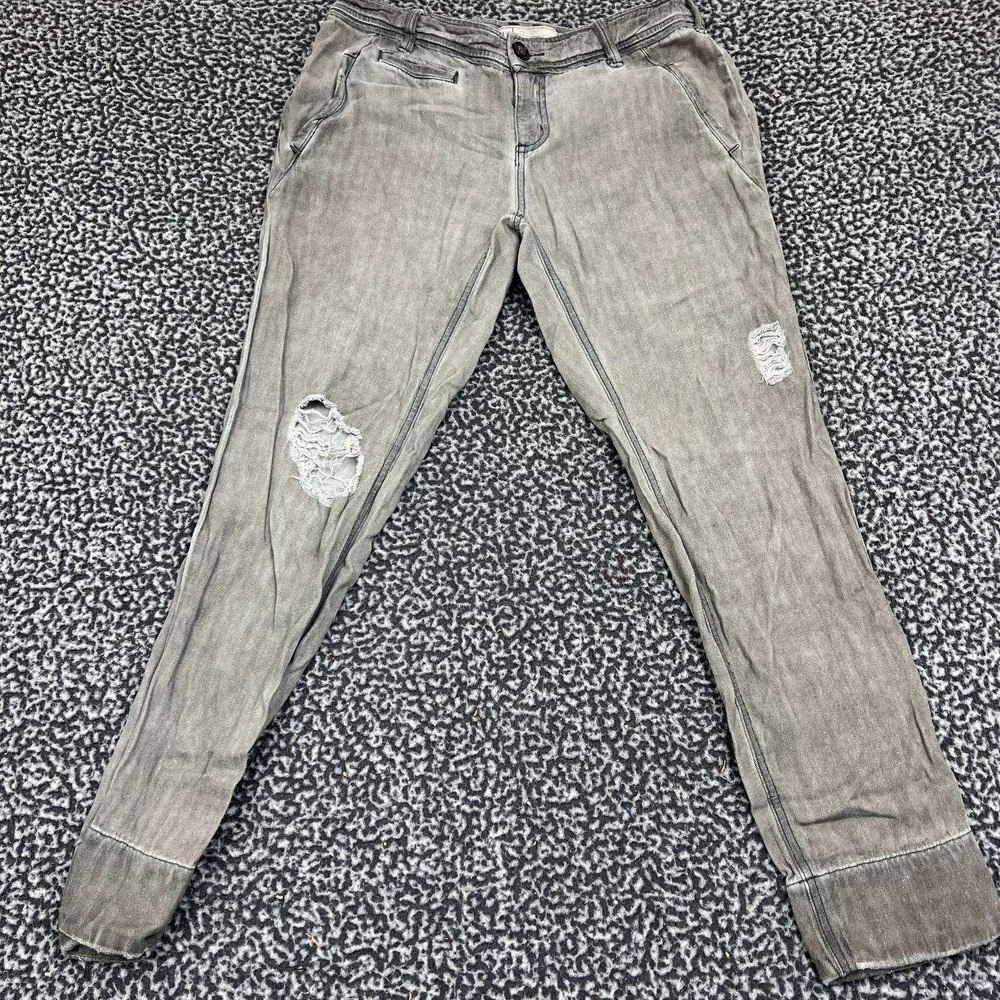 Free People Jeans Women 2 Gray Pants Striped Faded Distressed Straight 30x27